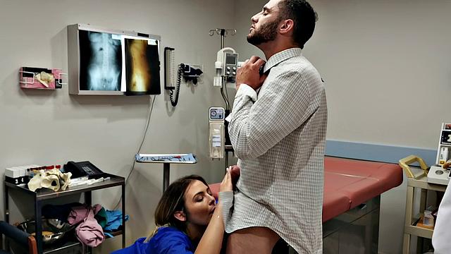 Intense blonde sex tape: skinny babe in uniform rides a big dick, then gets a cumshot on her big tits