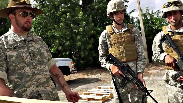 Military commander watches Black 3some fucked outdoors