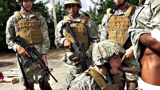 Military commander watches Black 3some fucked outdoors