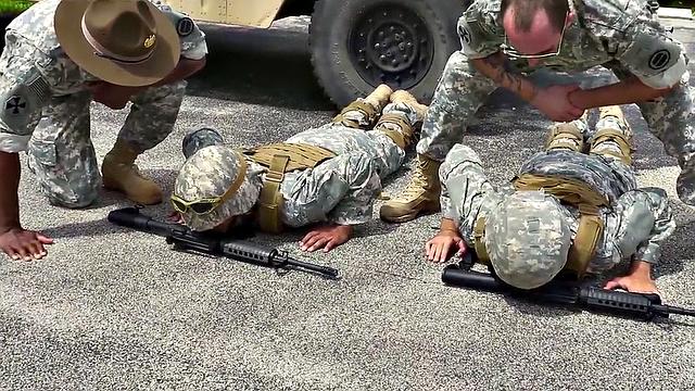 Military commander watches Black 3some fucked outdoors