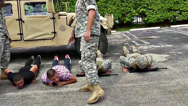 Military commander watches Black 3some fucked outdoors