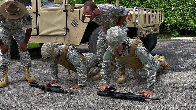 Military commander watches Black 3some fucked outdoors