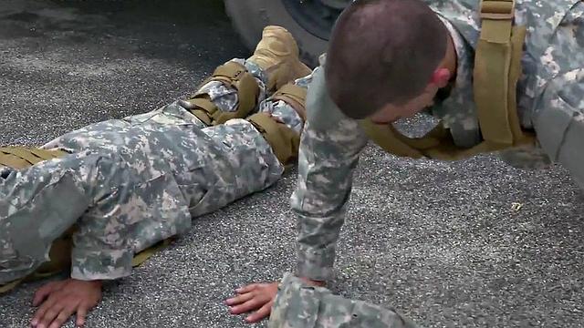 Military commander watches Black 3some fucked outdoors