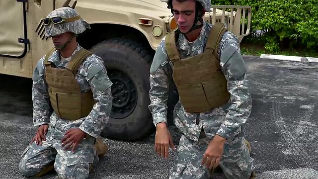 Military commander watches Black 3some fucked outdoors