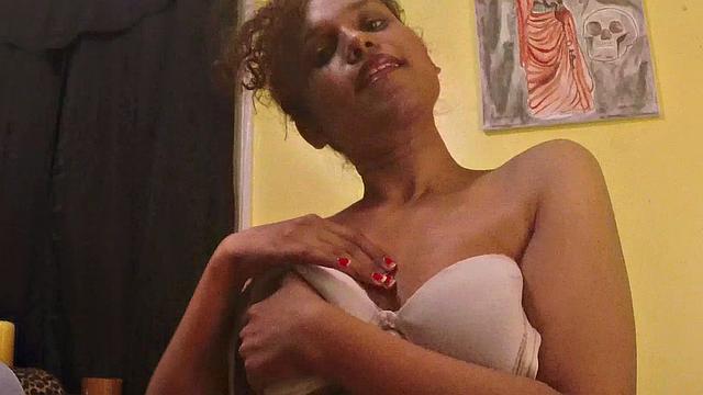 Curly Indian maid with braids and nipples gets a mouthful of licks and tongue action