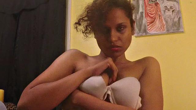 Curly Indian maid with braids and nipples gets a mouthful of licks and tongue action