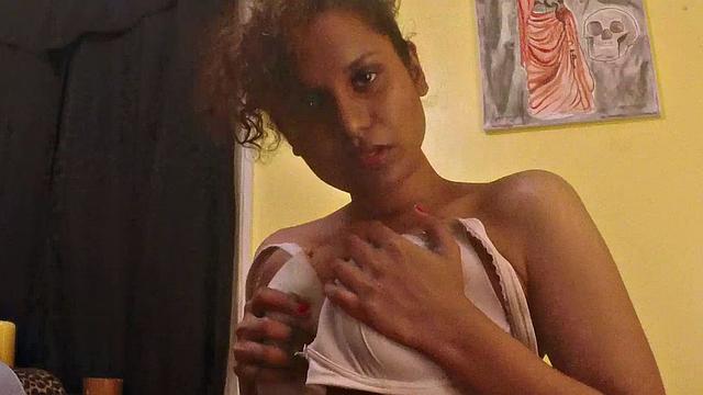 Curly Indian maid with braids and nipples gets a mouthful of licks and tongue action