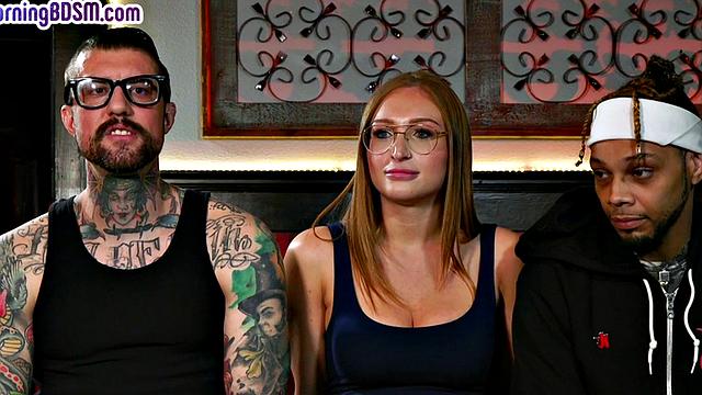 BDSM sub throatfucked and spitted in suspension bondage