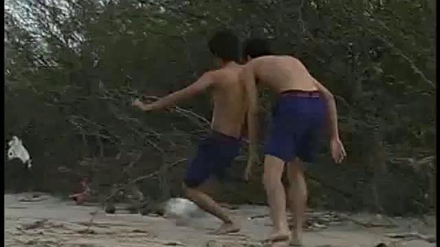 While on a group camping trip Aon and Tar2 find a secluded place to play. While enjoying some oral sex, the rest of the group discover them. Everyone is naked and sucking cock. They touch and kiss each other, increasing their desire to cum.