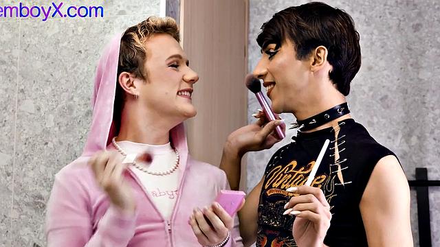 Skinny boys drilled in DILF 3some till facial reward