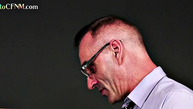 Uniform schoolbabes tugging guy