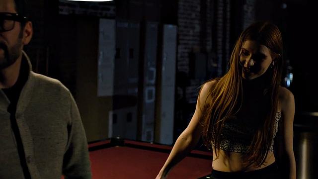 Redhead stepdaughter on pool table after getting caught