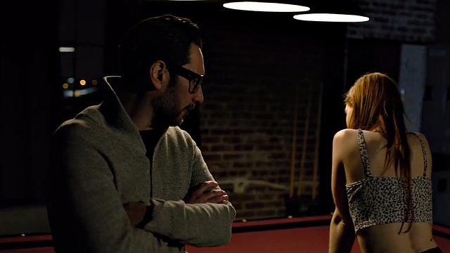 Redhead stepdaughter on pool table after getting caught