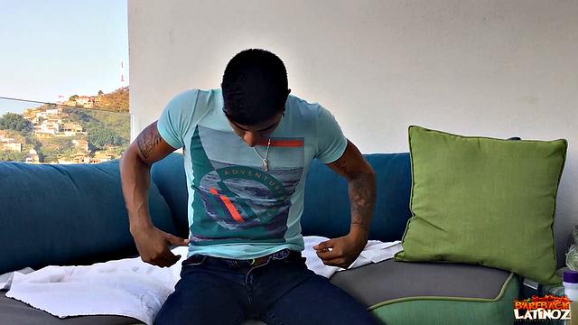 Our featured solo boy of the week is Erick, a sexy Latino, with a muscular and inked smooth body. He slowly strips naked, revealing his big uncut dick and with some oil, he soon has it ready for action.