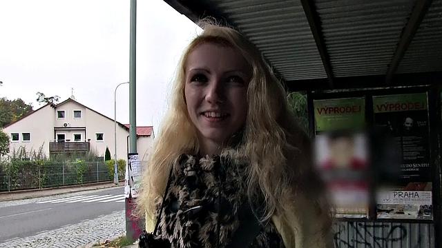 Blonde hottie rides cock instead of taking the bus in public