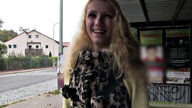 Blonde hottie rides cock instead of taking the bus in public