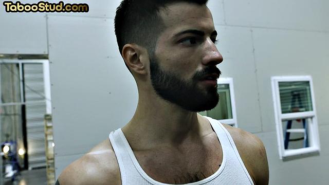 Athletic jock barebacked in threesome