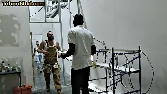 Athletic jock barebacked in threesome