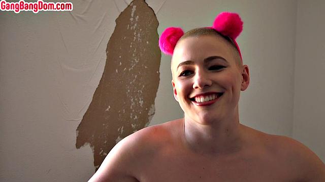 Sub take pussy drilled in gangbang