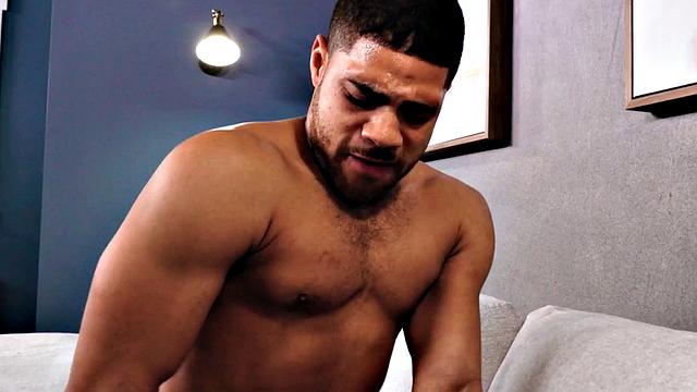 Athletic Black bottom fucked by white tattooed top