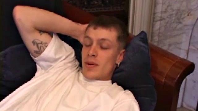 Shane jerks off any chance he can get, and this time is no exception. After stripping down naked, this horny twink quickly pops a boner. He fast forwards the porn video to the scene he likes and strokes himself harder and harder.