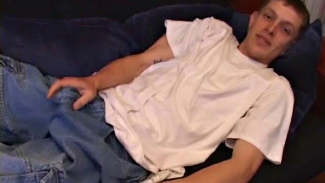 Shane jerks off any chance he can get, and this time is no exception. After stripping down naked, this horny twink quickly pops a boner. He fast forwards the porn video to the scene he likes and strokes himself harder and harder.