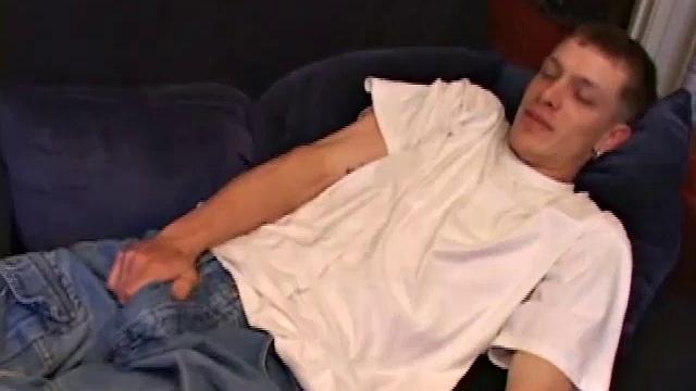 Shane jerks off any chance he can get, and this time is no exception. After stripping down naked, this horny twink quickly pops a boner. He fast forwards the porn video to the scene he likes and strokes himself harder and harder.