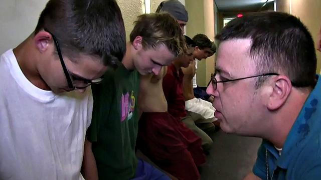 Hazed amateur fucked in college dorm for frat voyeurs