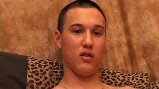 New to gay porn, 18 year old Arik is sweet, quiet and eager to please. With a video playing on the TV, Arik works his growing package, before stripping naked. His cock is already hard and he gets busy stroking it.