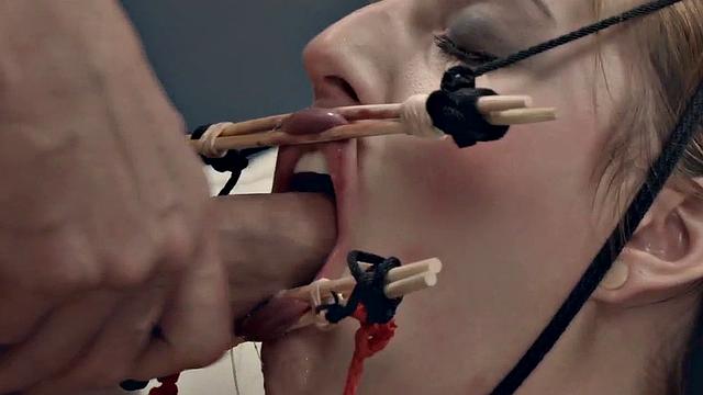 Bdsm skank throating dick