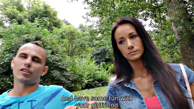 HUNT4K. Angry guy counts money while hunter impales his GF