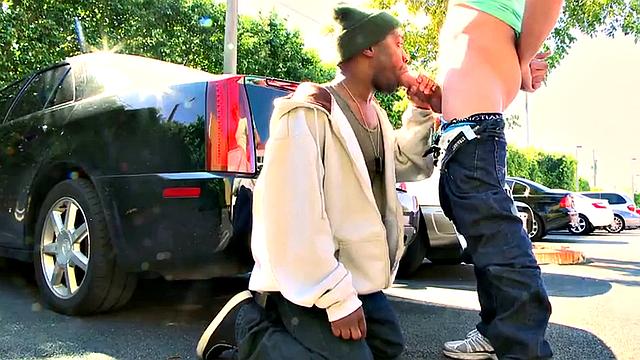 IR BWC stud bangs cheap Black chick in public outdoor parking lot