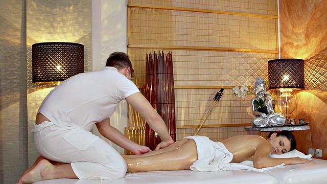 Massaging babe fucked in missionary by big white cock