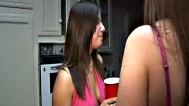 Nasty college cutie with blonde hair fucks like a pro in the kitchen