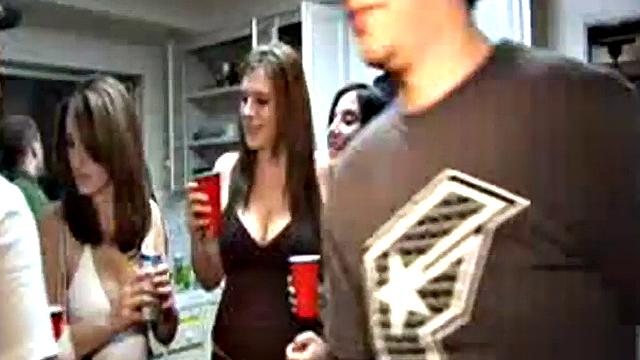 Nasty college cutie with blonde hair fucks like a pro in the kitchen