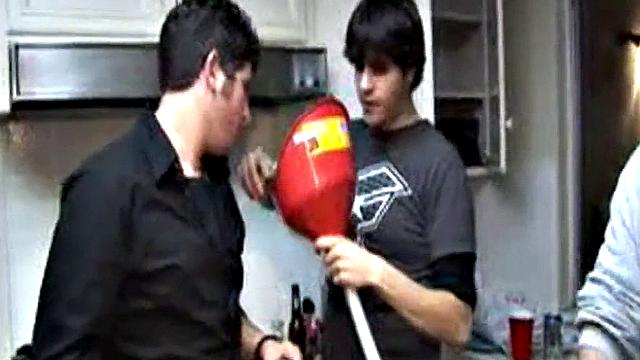 Nasty college cutie with blonde hair fucks like a pro in the kitchen