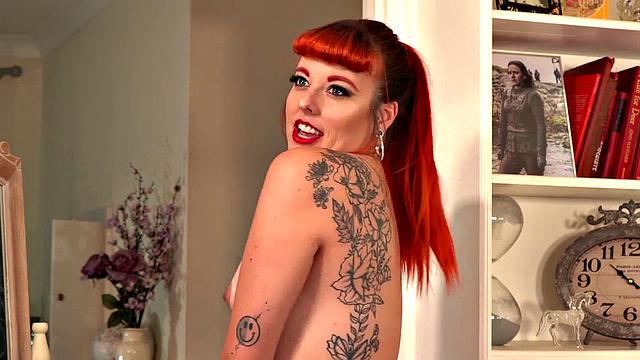 Redhead CFNM slut seduces nympho guy while she poses