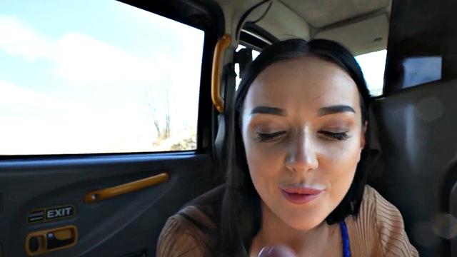 21yo driver pleasing client with cocksucking and gaping analhole