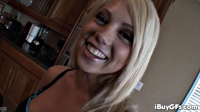 Blonde babe gives head and handjob in POV