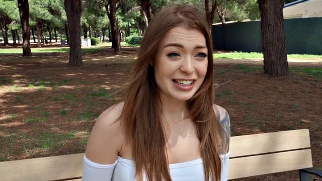 Outdoor busty tattooed babe POV fucked for money