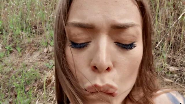 Outdoor busty tattooed babe POV fucked for money
