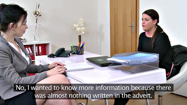 Shy Beauty Seduced by Busty Agent's Big Cock in the Home Office