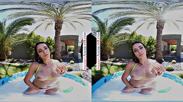 Busty Co-ed Ashly Anderson comes over after school to fuck poolside