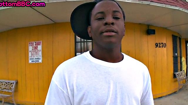 Black bottom picked up and banged outdoors by white stud