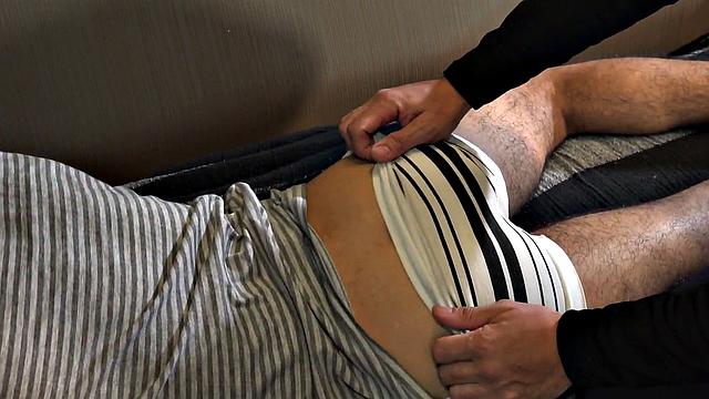 Barebacking daddy fucks twink's asshole till cumshot