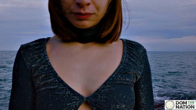 Submissive foot licking and ass by the sea