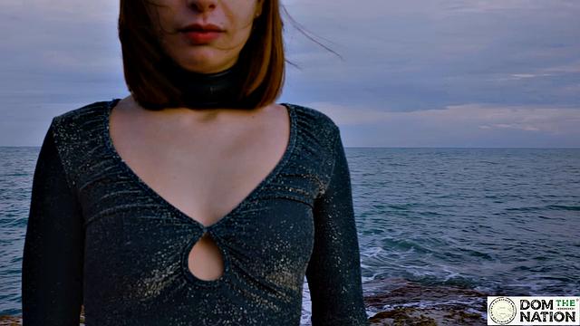 Submissive foot licking and ass by the sea