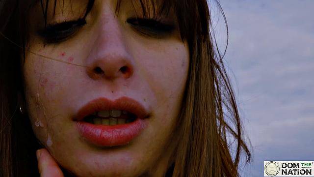 Submissive foot licking and ass by the sea