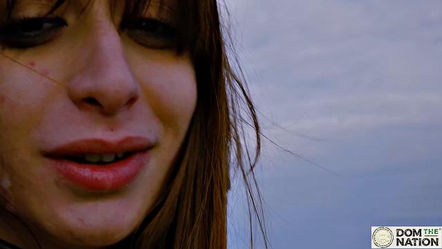 Submissive foot licking and ass by the sea