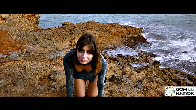 Submissive foot licking and ass by the sea